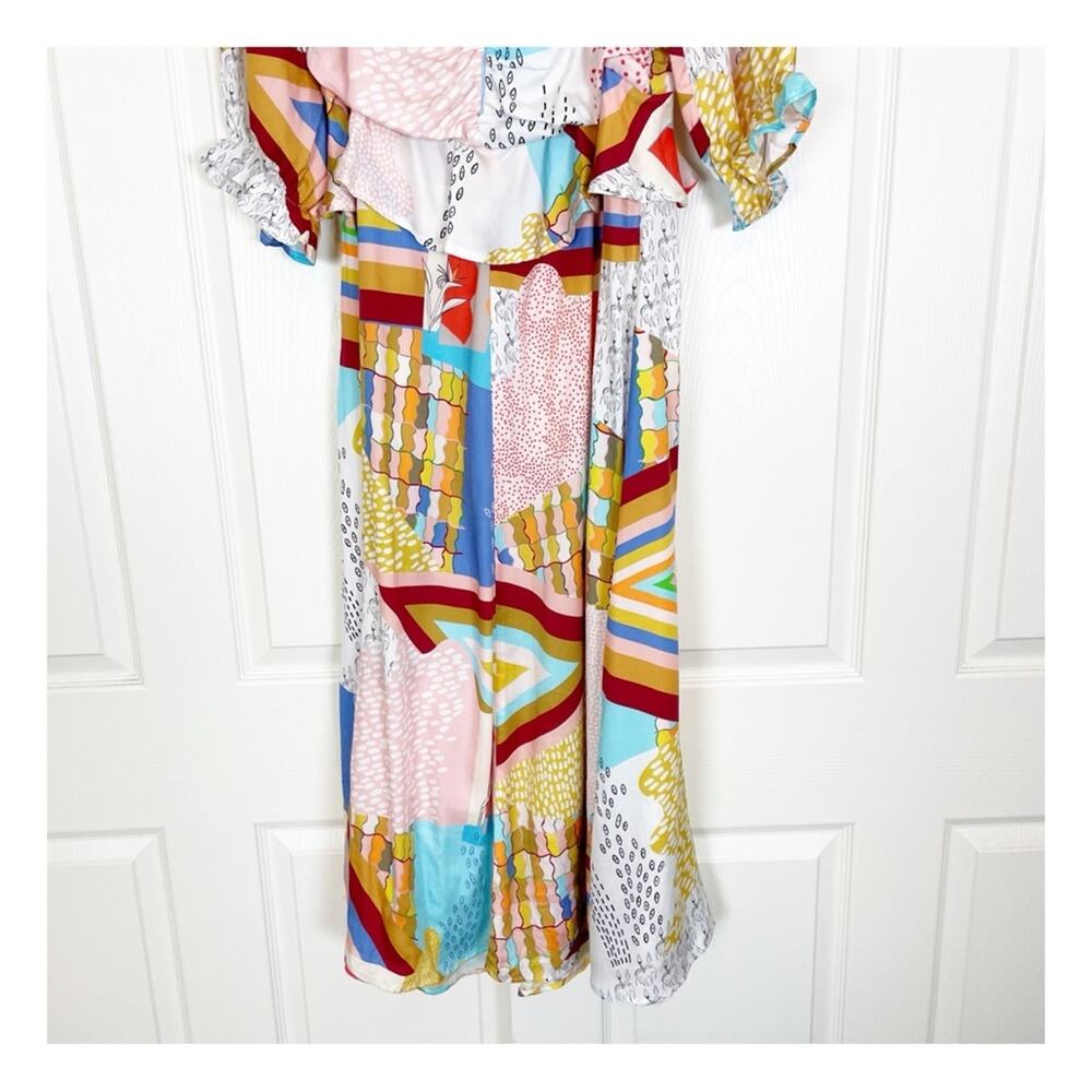 Anthropologie x Asha Eleven Soma Portals Colorful Geo Print Maxi Dress NWT Sz L - Picture 9 of 12